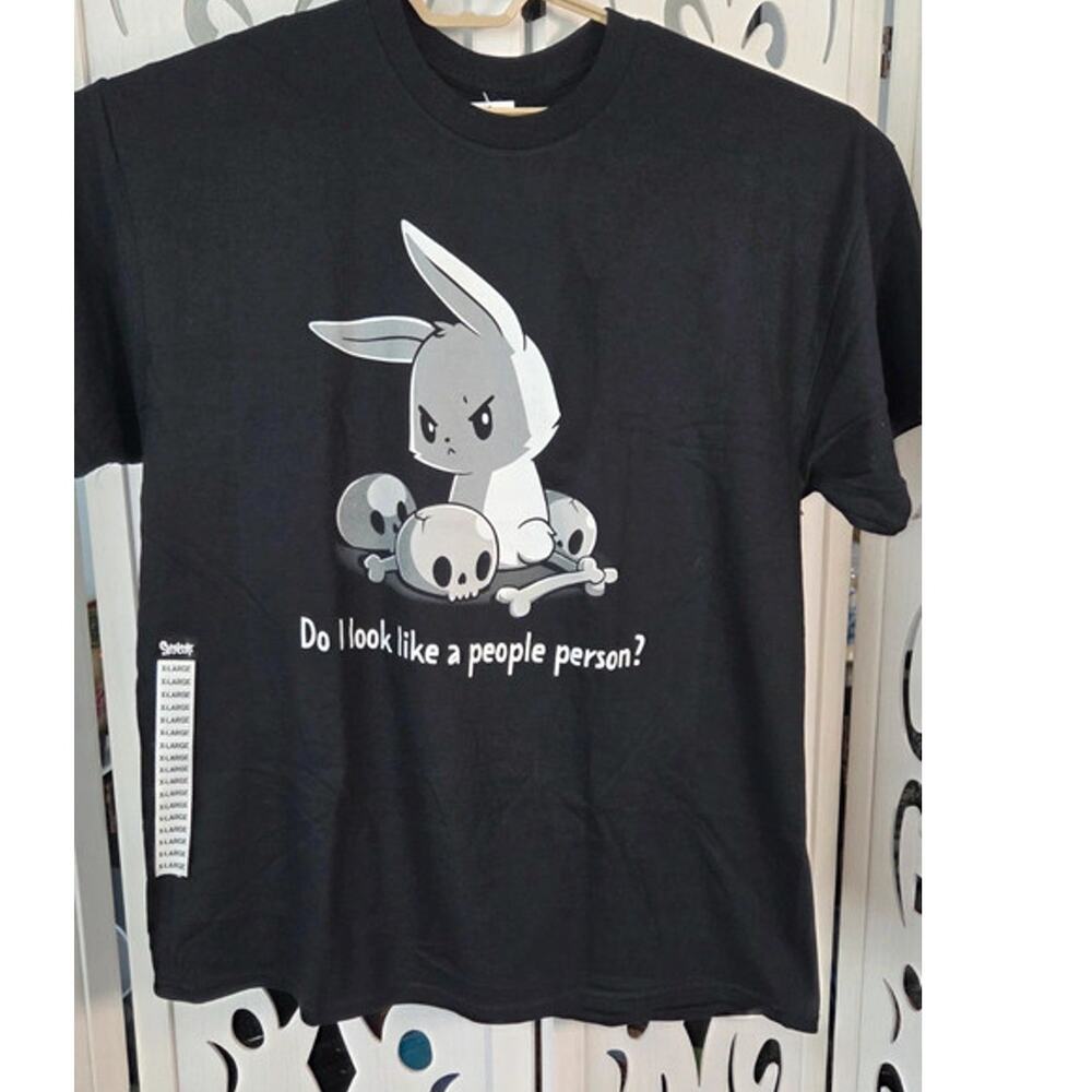 TeeTurtle Do I Look Like a People Person Bunny Skull Graphic T-Shirt XL NWT